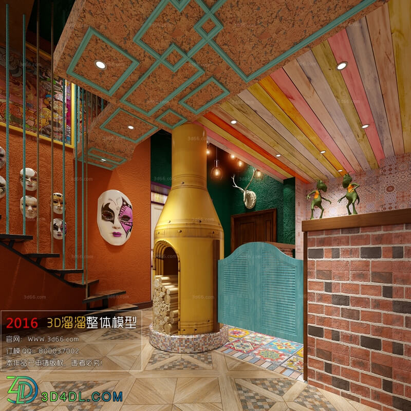 3D66 2016 American Style Hall Stairs 1309 E010