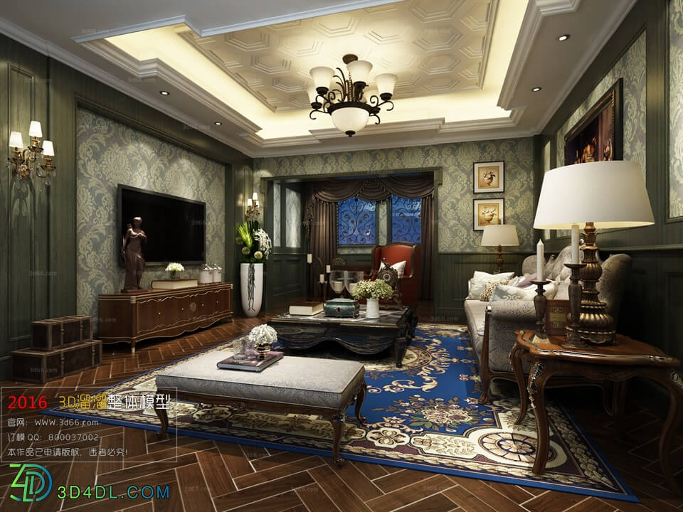 3D66 2016 American Style Living Room Space 697 E006