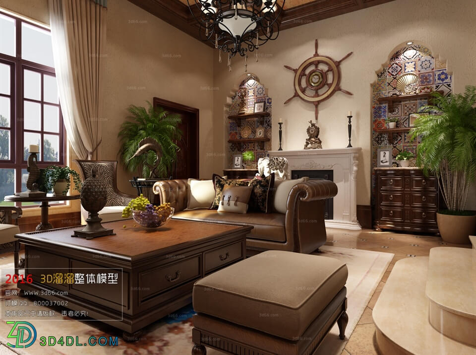 3D66 2016 American Style Living Room Space 703 E012