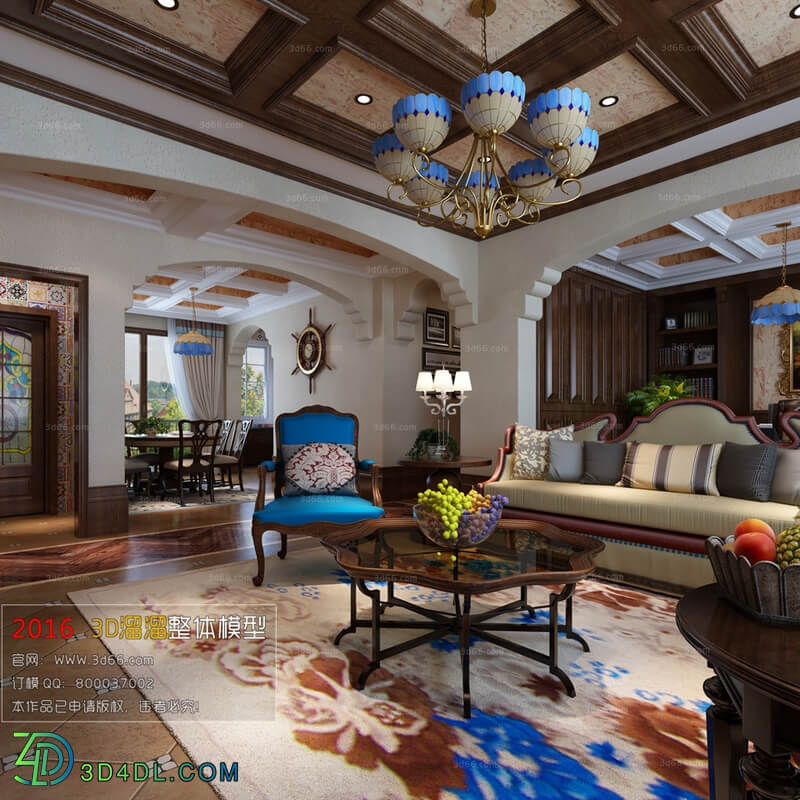 3D66 2016 American Style Living Room Space 704 E013