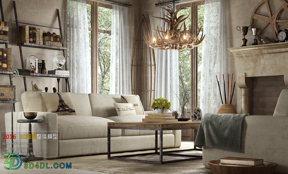 3D66 2016 American Style Living Room Space 707 E016