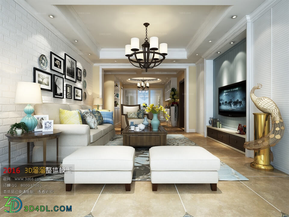 3D66 2016 American Style Living Room Space 710 E019