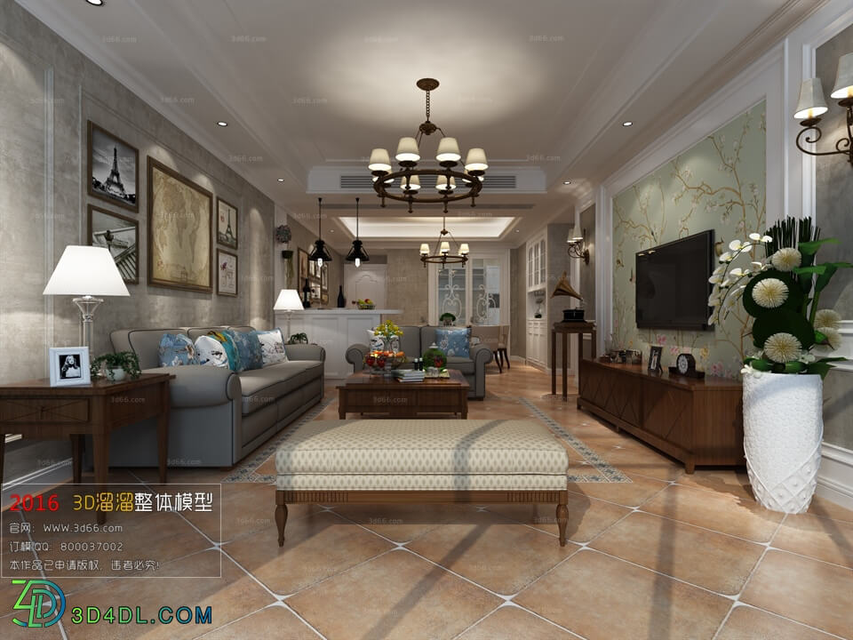 3D66 2016 American Style Living Room Space 712 E021