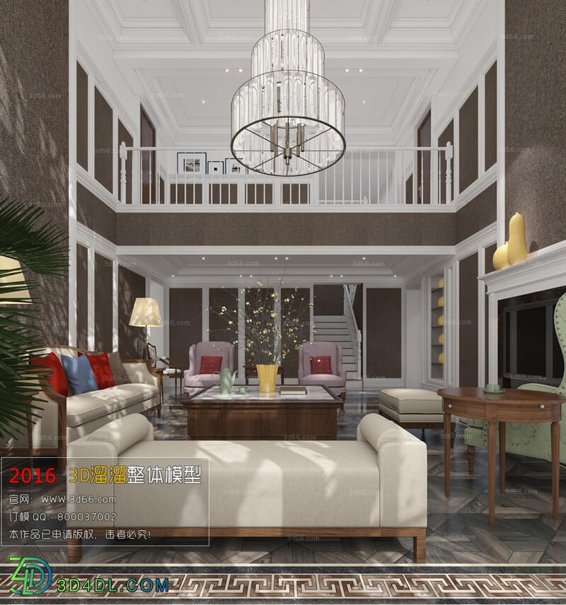 3D66 2016 American Style Living Room Space 714 E023