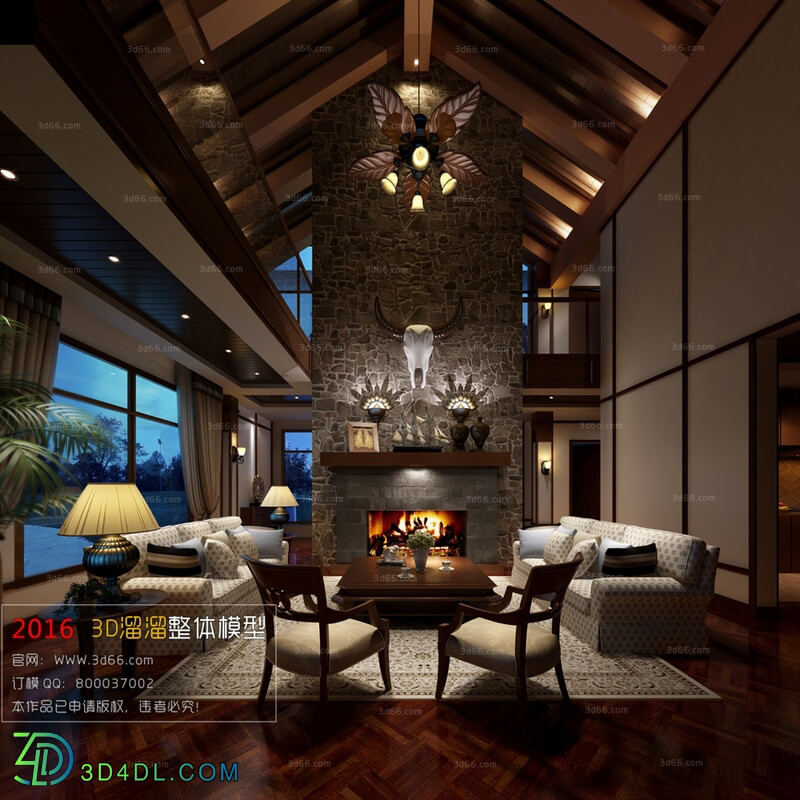 3D66 2016 American Style Living Room Space 724 E033