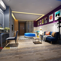 3D66 2016 Fusion Style Bedroom Hotel 1855 J003 