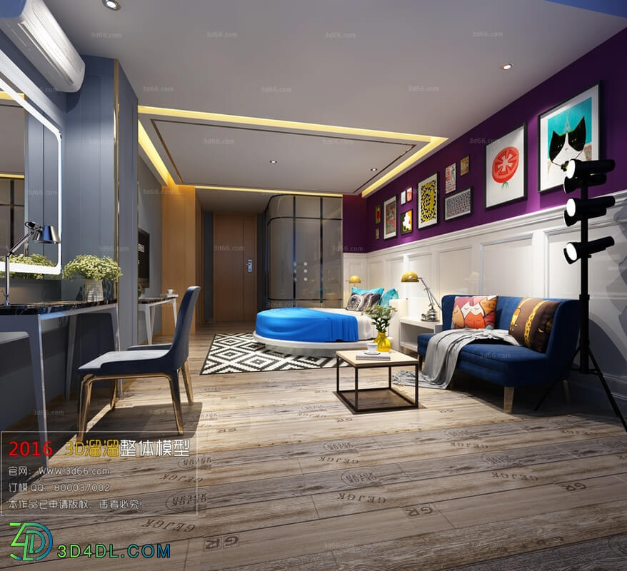 3D66 2016 Fusion Style Bedroom Hotel 1855 J003