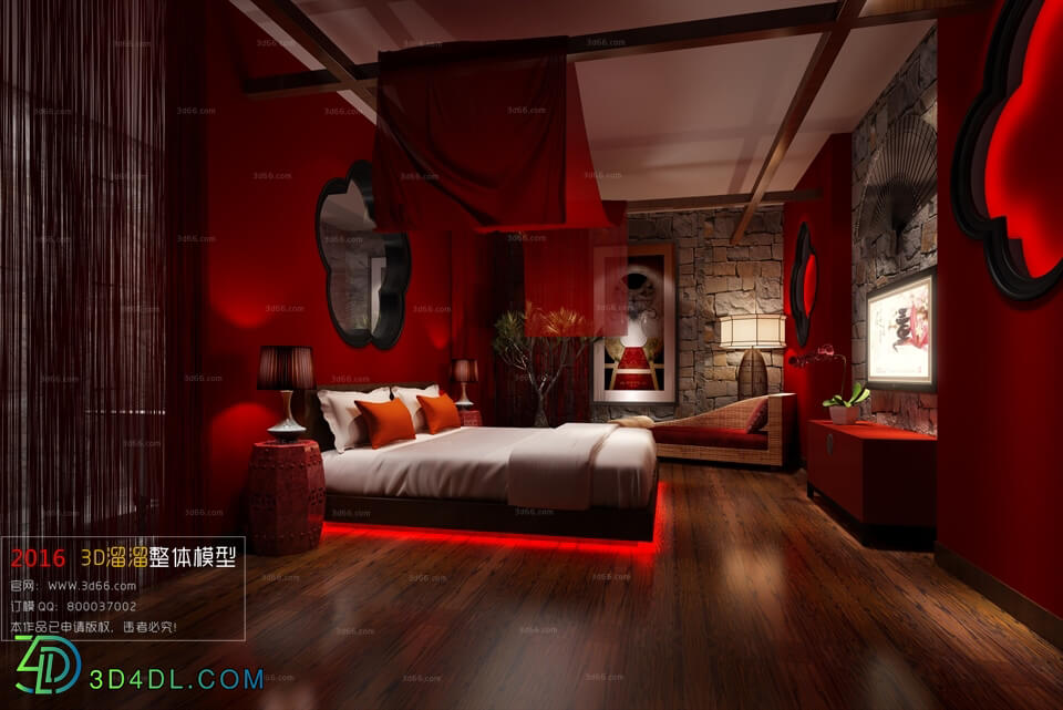 3D66 2016 Fusion Style Bedroom Hotel 1858 J006