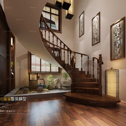 3D66 2016 Fusion Style Hall Stairs 1314 J003 