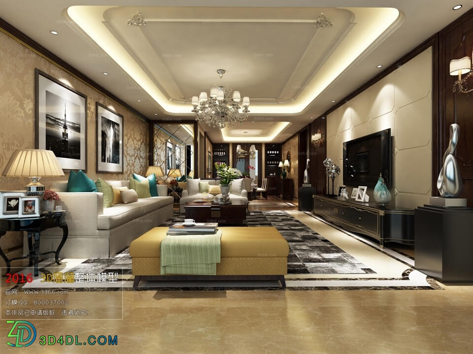 3D66 2016 Fusion Style Living Room Space 746 J007