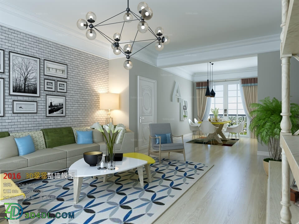 3D66 2016 Fusion Style Living Room Space 755 J016