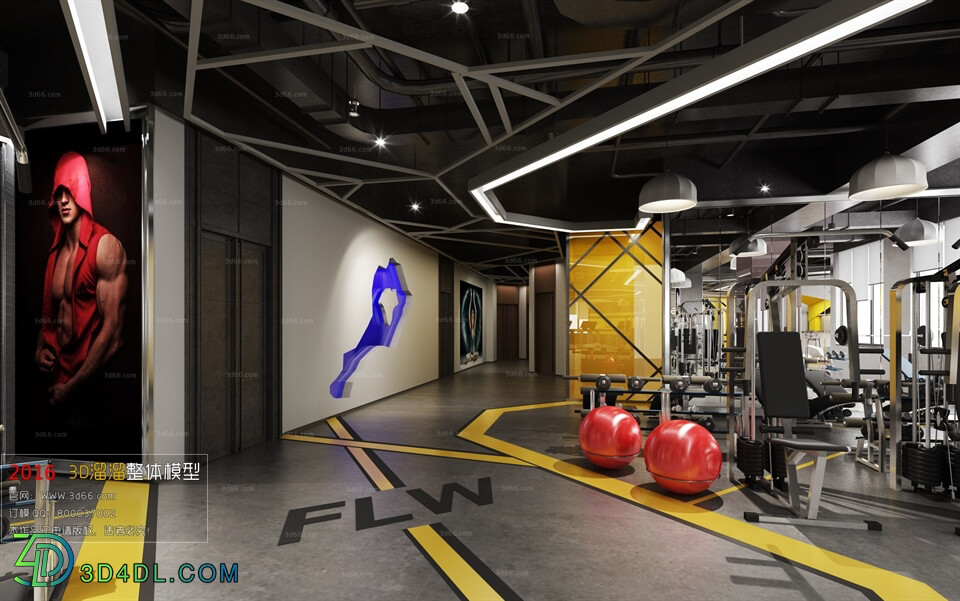 3D66 2016 Industrial Style Gym Room 2022 H004