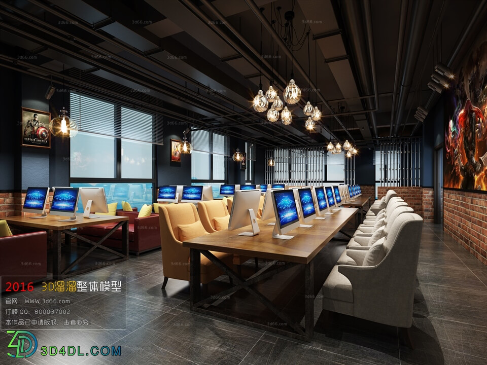 3D66 2016 Industrial Style Internet Cafe 2027 H009