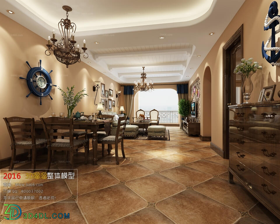 3D66 2016 Mediterranean Style Dining Room 916 G003