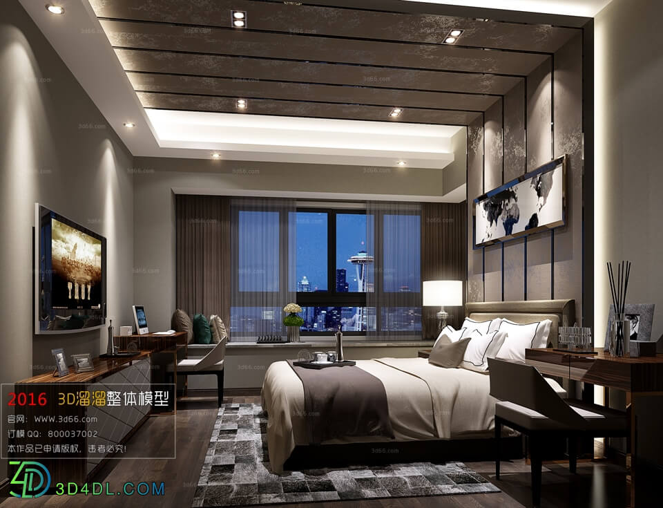 3D66 2016 Post Modern Style Bedroom Hotel 1818 B001