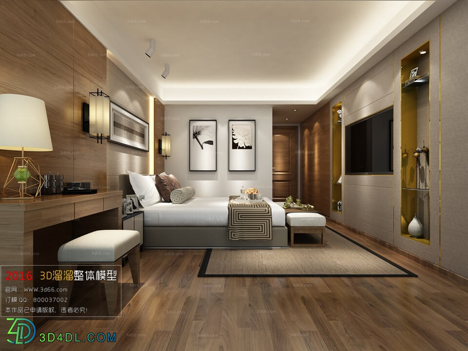 3D66 2016 Post Modern Style Bedroom Hotel 1821 B004
