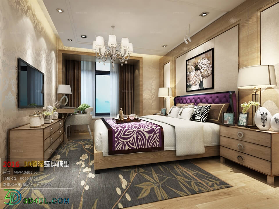 3D66 2016 Post Modern Style Bedroom Hotel 1826 B009