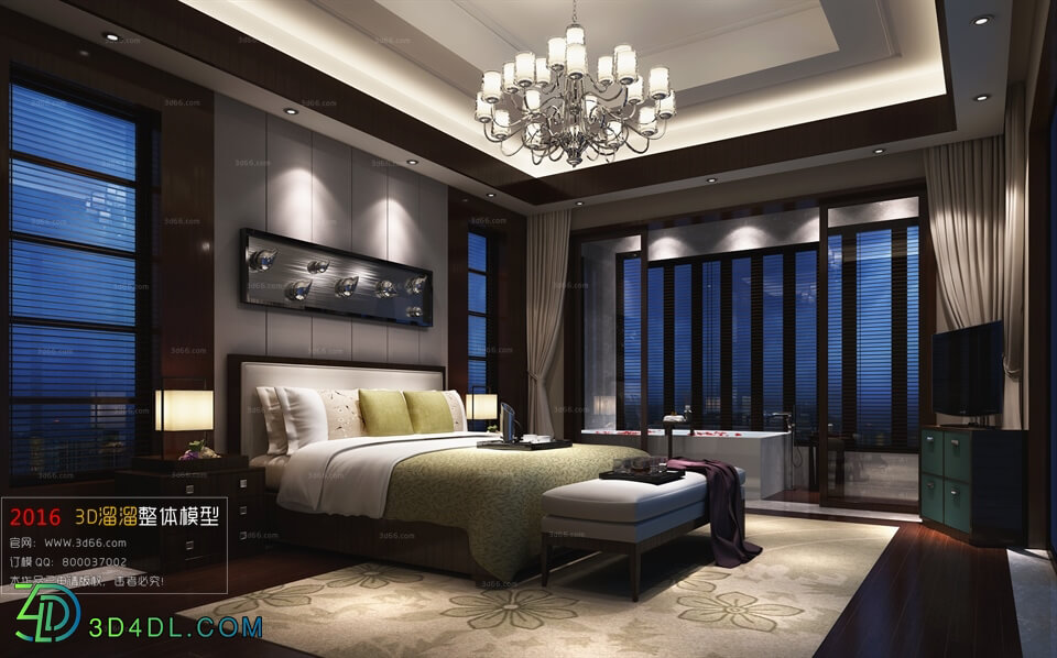 3D66 2016 Post Modern Style Bedroom Hotel 1827 B010