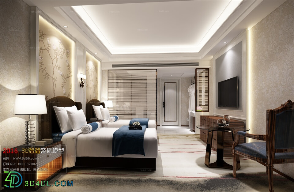 3D66 2016 Post Modern Style Bedroom Hotel 1828 B011