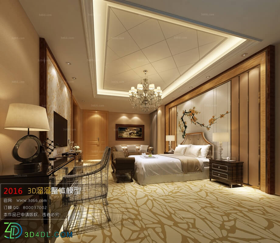 3D66 2016 Post Modern Style Bedroom Hotel 1829 B012