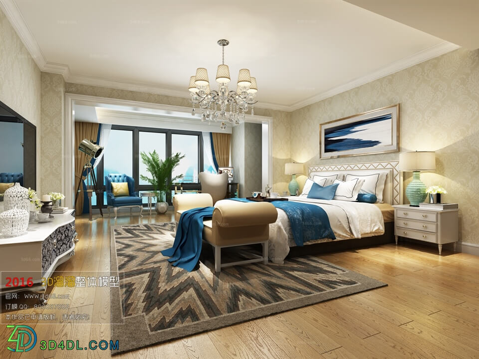 3D66 2016 Post Modern Style Bedroom Hotel 1830 B013