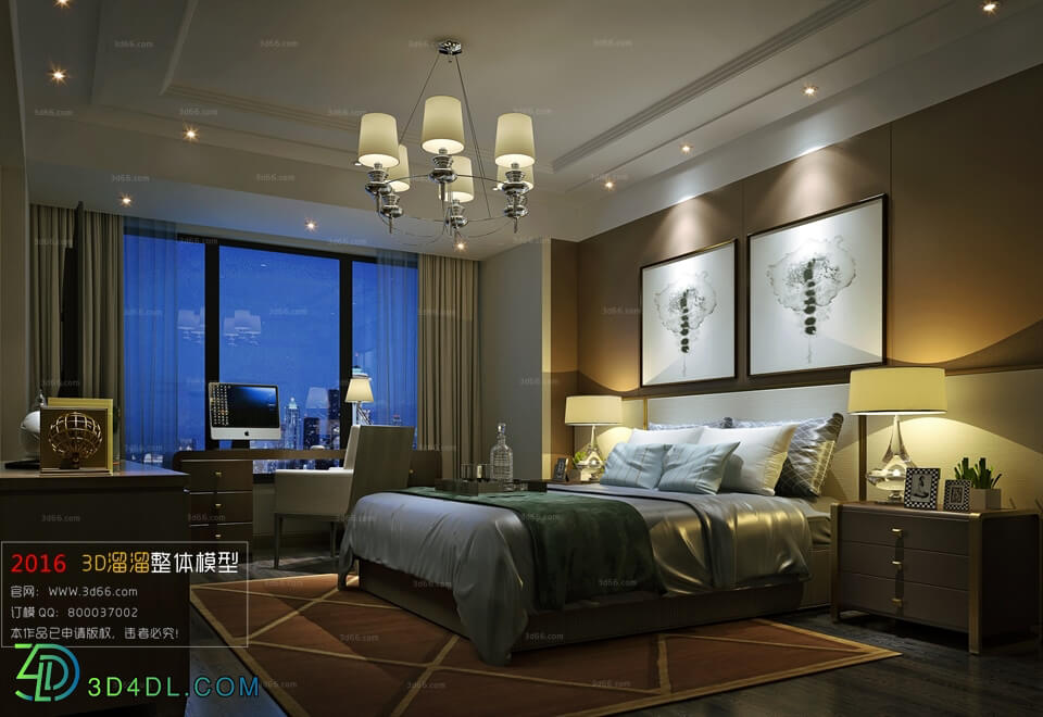 3D66 2016 Post Modern Style Bedroom Hotel 1831 B014