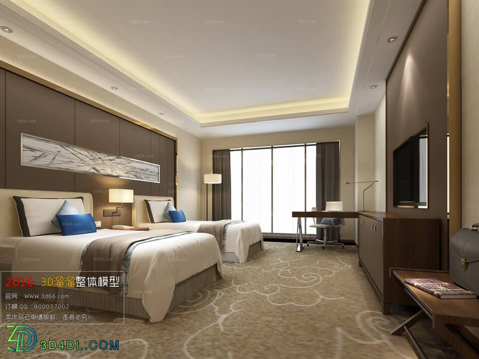 3D66 2016 Post Modern Style Bedroom Hotel 1833 B016