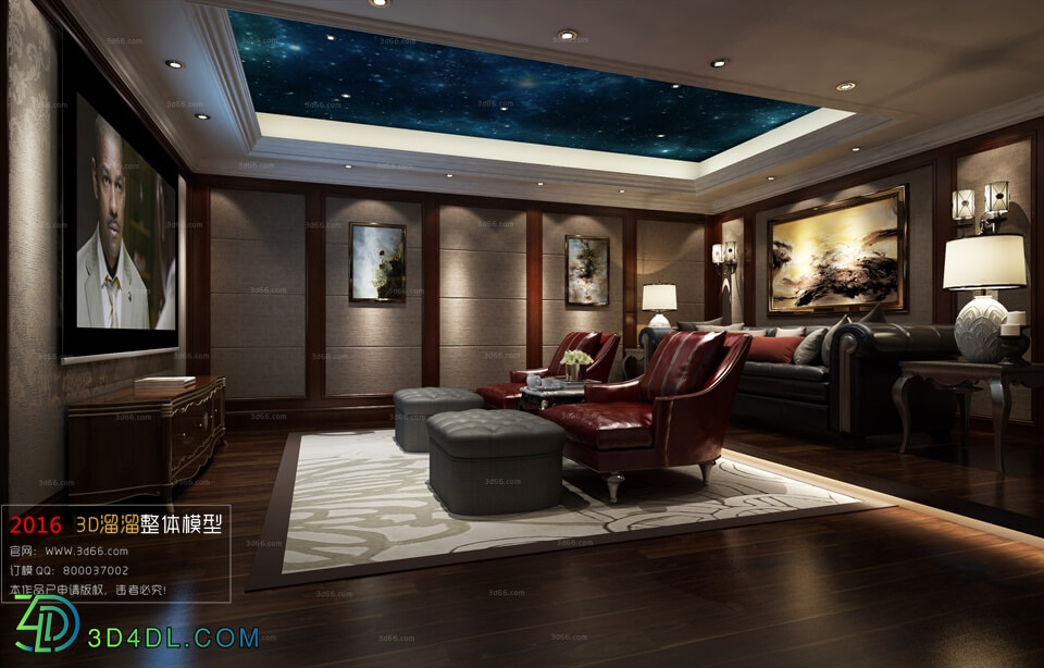 3D66 2016 Post Modern Style Cinema Room 1267 B005