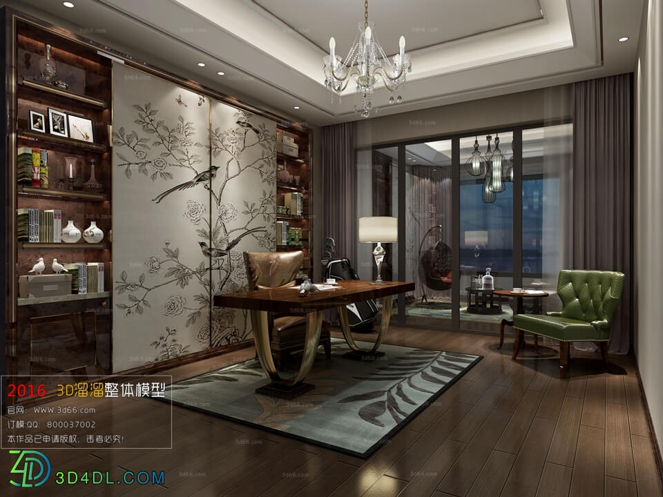 3D66 2016 Post Modern Style Study Room 1208 B002