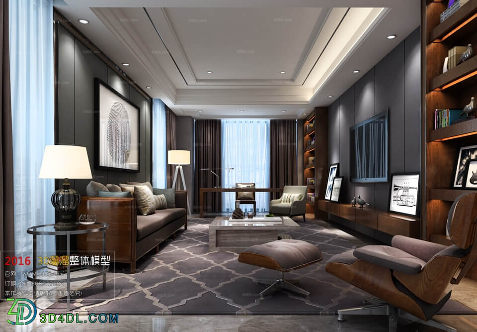 3D66 2016 Post Modern Style Study Room 1211 B005