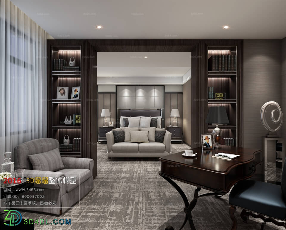 3D66 2016 Post Modern Style Study Room 1216 B010