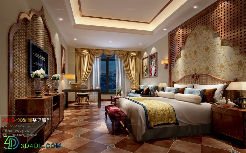 3D66 2016 Southeast Asian Style Bedroom Hotel 1850 F001