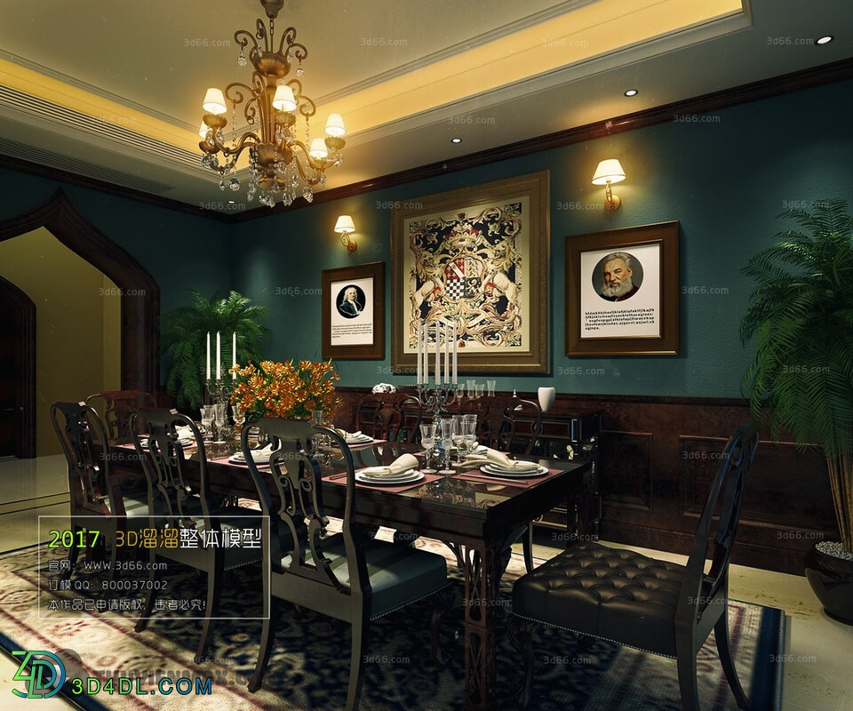 3D66 2017 American Style Dining Room 2569 104