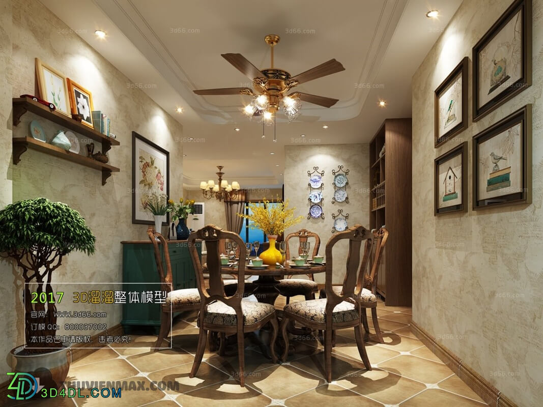 3D66 2017 American Style Dining Room 2570 105