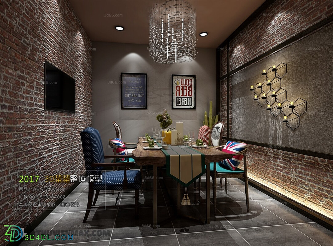 3D66 2017 Industrial Style Hotel Dining Room 3644 022