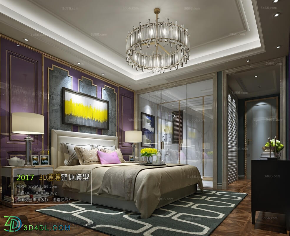 3D66 2017 Post Modern Style Bedroom Hotel 3562 018