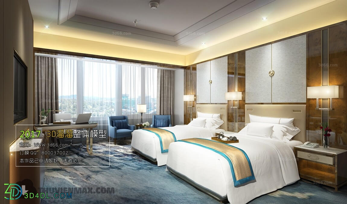 3D66 2017 Post Modern Style Bedroom Hotel 3567 023