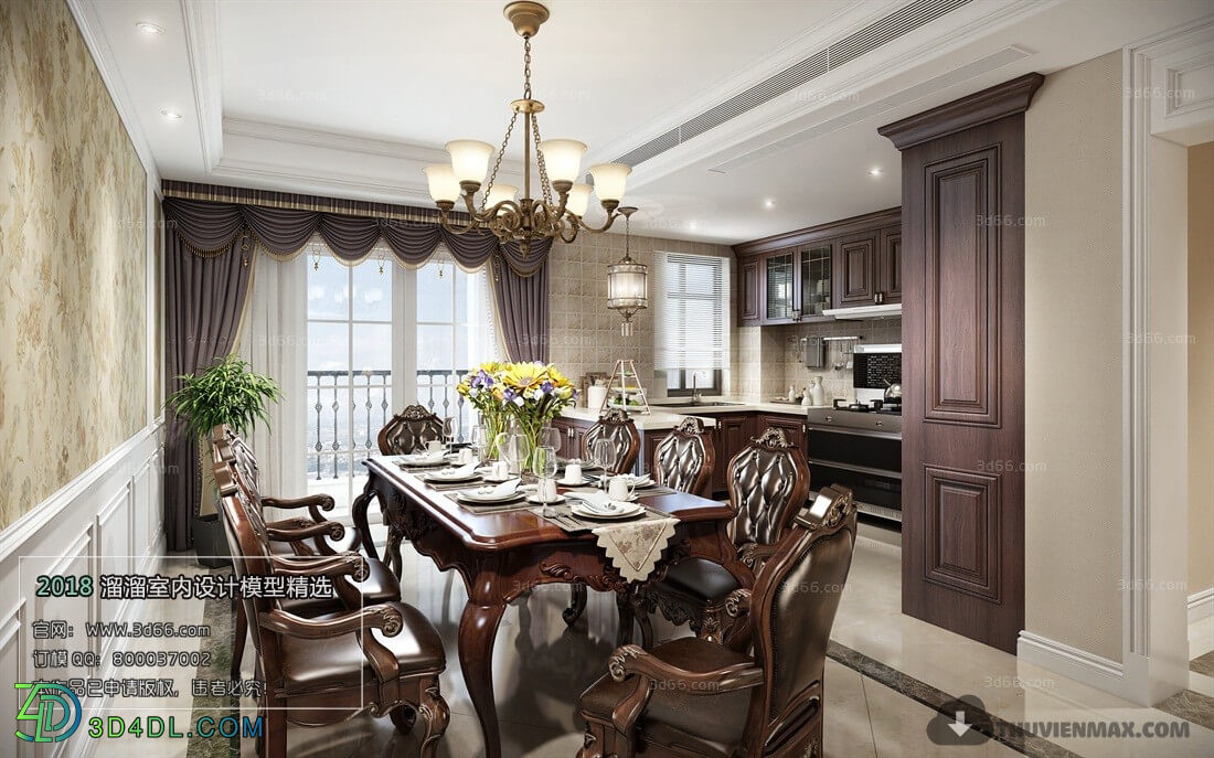 3D66 2018 American Style Kitchen dining Room 25848 E006