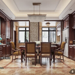 3D66 2018 American Style Kitchen dining Room 25852 E010 