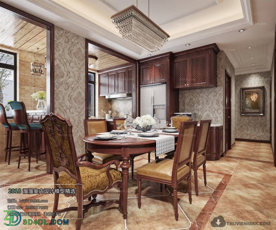 3D66 2018 American Style Kitchen dining Room 25852 E010