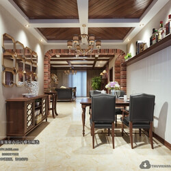 3D66 2018 American Style Kitchen dining Room 25855 E013 