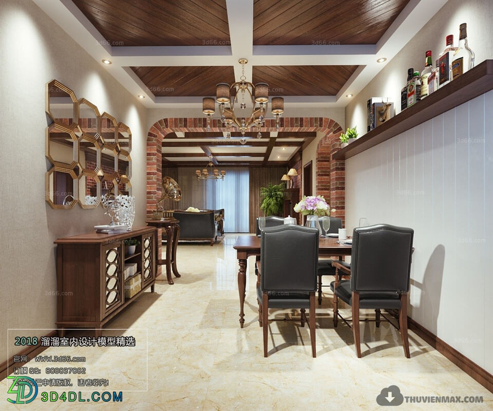 3D66 2018 American Style Kitchen dining Room 25855 E013