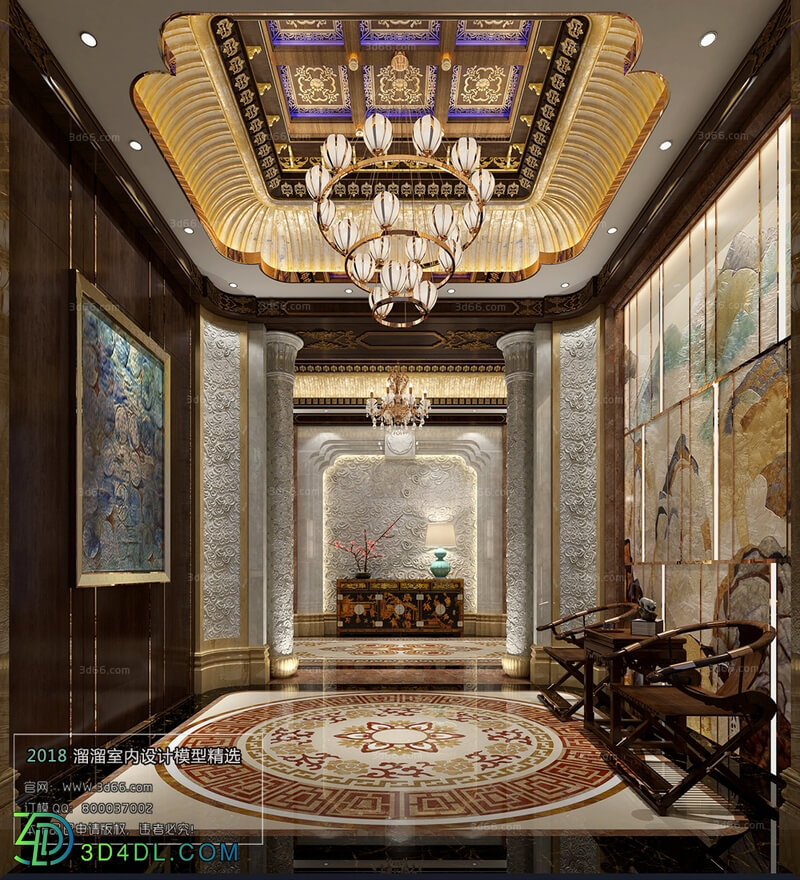 3D66 2018 Tibetan Style The Hall At The Front Desk L001