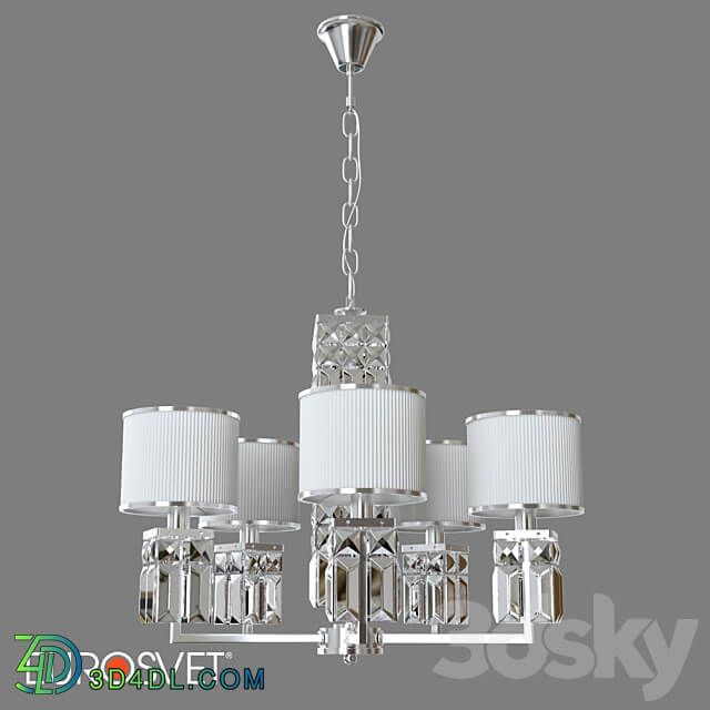 OM Hanging chandelier with lampshades Eurosvet 10099 5 chrome Zaffiro Pendant light 3D Models 3DSKY