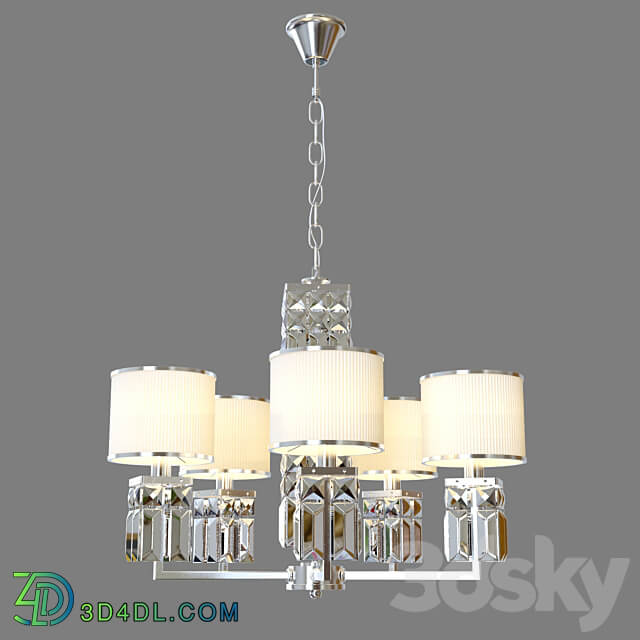 OM Hanging chandelier with lampshades Eurosvet 10099 5 chrome Zaffiro Pendant light 3D Models 3DSKY