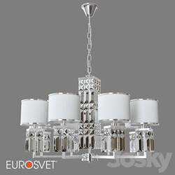 OM Hanging chandelier with lampshades Eurosvet 10099 8 chrome Zaffiro Pendant light 3D Models 3DSKY 