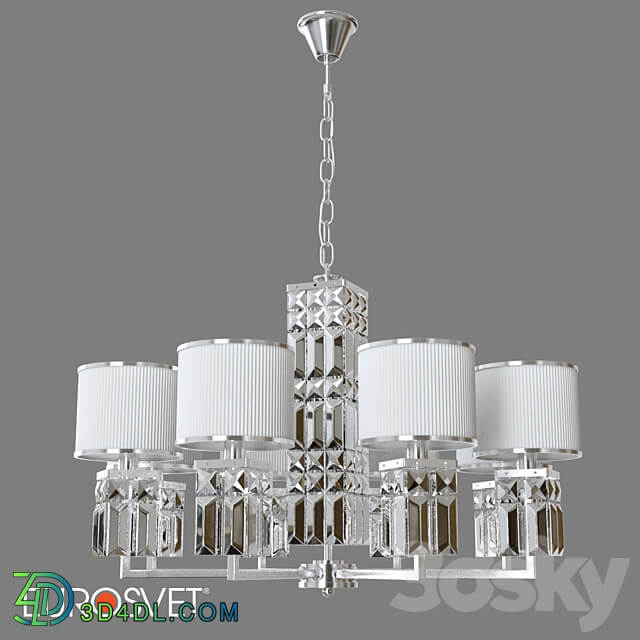 OM Hanging chandelier with lampshades Eurosvet 10099 8 chrome Zaffiro Pendant light 3D Models 3DSKY