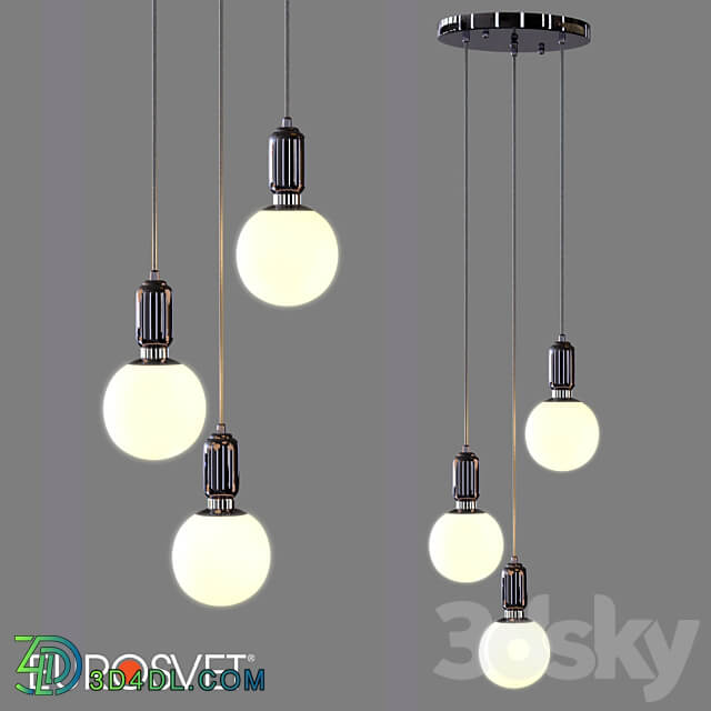 OM Pendant lamp with glass shades Eurosvet 50151 3 Bubble Pendant light 3D Models 3DSKY