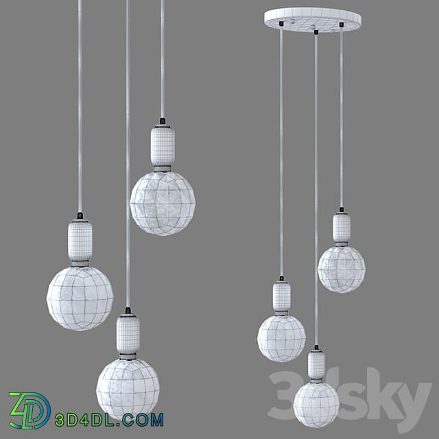 OM Pendant lamp with glass shades Eurosvet 50151 3 Bubble Pendant light 3D Models 3DSKY