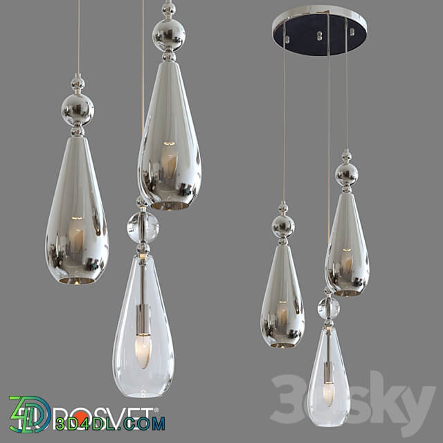 OM Pendant lamp with glass shades Eurosvet 50202 3 chrome Ilario Pendant light 3D Models 3DSKY